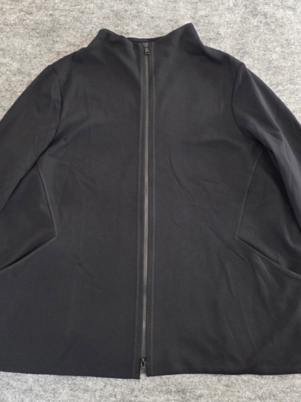 Eileen Fisher Jacket Womens 2X Black Full Zip Mock Neck Minimalist Long Sleeve